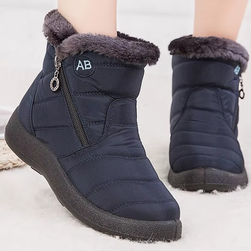 Bottes femme d’hiver imperméables à tige moyenne avec doublure en peluche