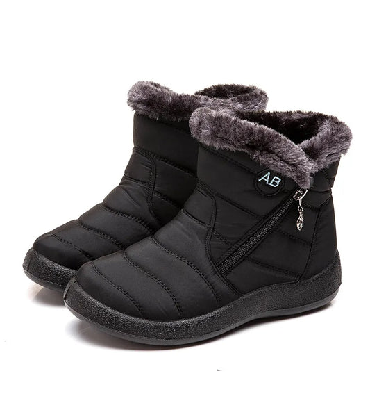 Bottes femme d’hiver imperméables à tige moyenne avec doublure en peluche