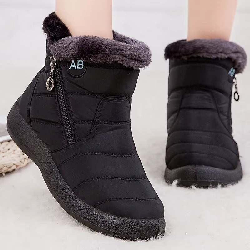 Bottes femme d’hiver imperméables à tige moyenne avec doublure en peluche