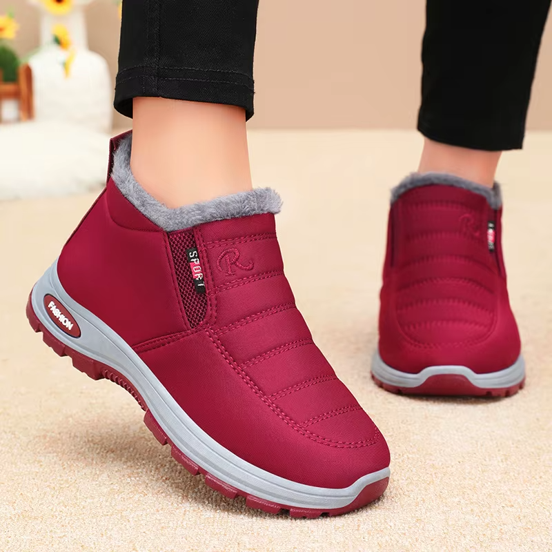 Bottes femme d’hiver imperméables à tige moyenne avec doublure en peluche