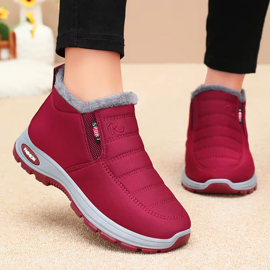 Bottes femme d’hiver imperméables à tige moyenne avec doublure en peluche