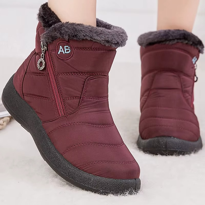 Bottes femme d’hiver imperméables à tige moyenne avec doublure en peluche