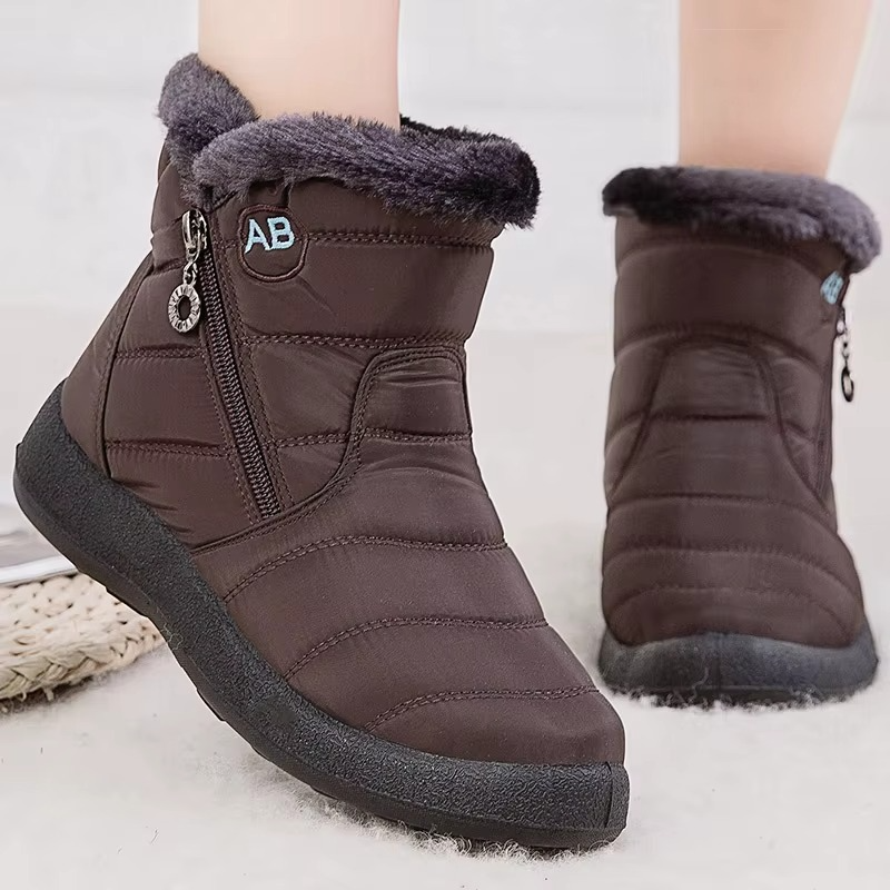 Bottes femme d’hiver imperméables à tige moyenne avec doublure en peluche