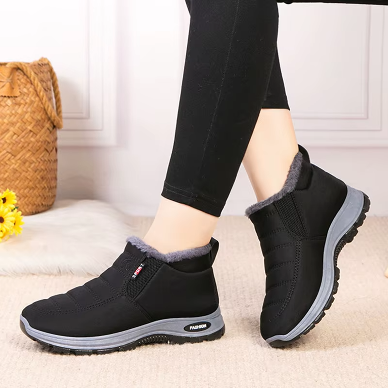 Bottes femme d’hiver imperméables à tige moyenne avec doublure en peluche