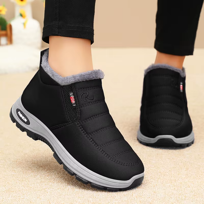 Bottes femme d’hiver imperméables à tige moyenne avec doublure en peluche