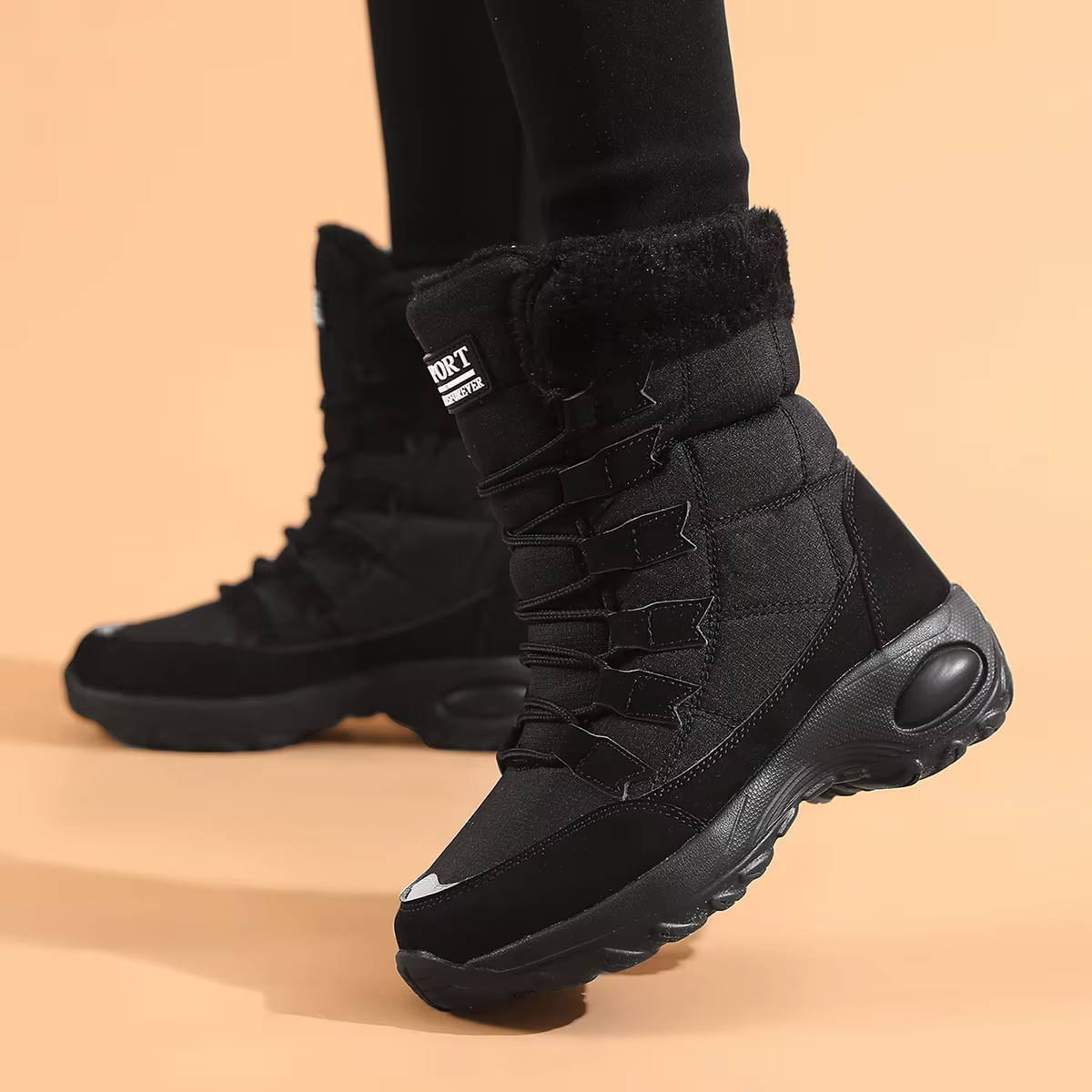 Bottes femme d’hiver à tige haute imperméables et antidérapantes