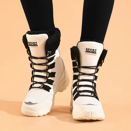 Bottes femme d’hiver à tige haute imperméables et antidérapantes