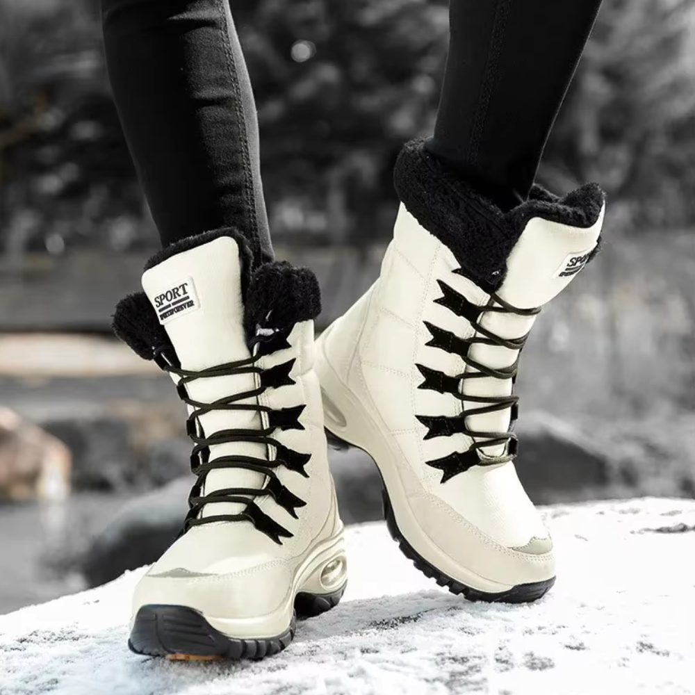 Bottes femme d’hiver à tige haute imperméables et antidérapantes