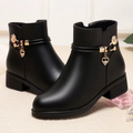 Bottes femme en cuir avec doublure coton doux pour l’hiver