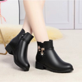 Bottes femme en cuir avec doublure coton doux pour l’hiver