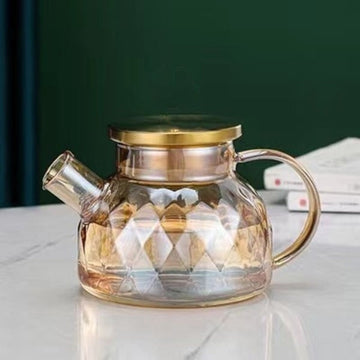 Bouilloire en verre borosilicate avec couvercle en inox