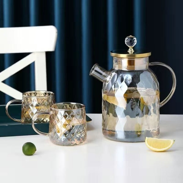 Bouilloire en verre borosilicate avec couvercle en inox