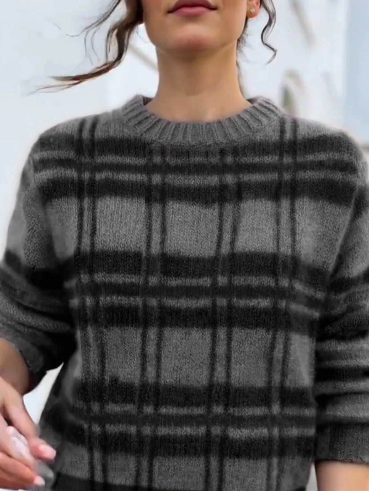 Cardigan en tricot femme rayé décontracté pour l’hiver