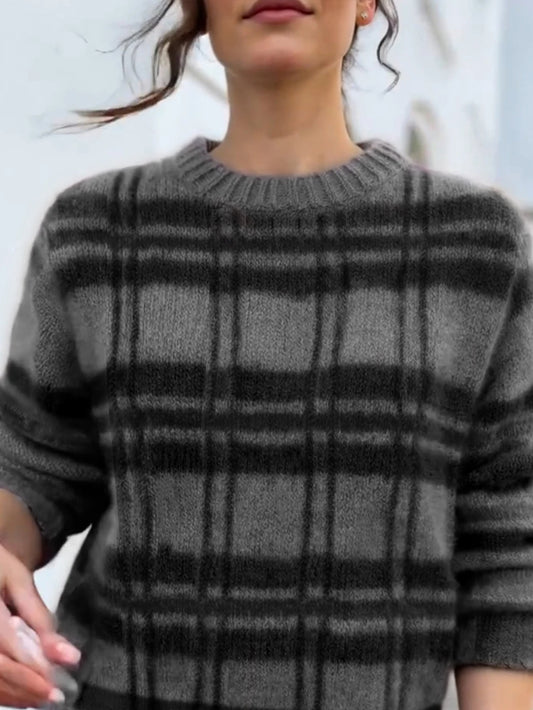Cardigan en tricot femme rayé décontracté pour l’hiver