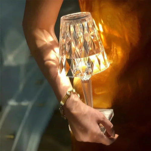 Lampe de table LED cristal 3-en-1 sans fil rechargeable