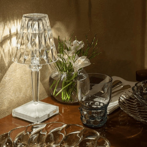 Lampe de table LED cristal 3-en-1 sans fil rechargeable