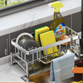 Organisateur d'évier auto-drainant en acier inoxydable