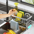 Organisateur d'évier auto-drainant en acier inoxydable