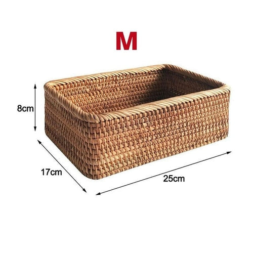 Panier de rangement multifonction en rotin tressé artisanal