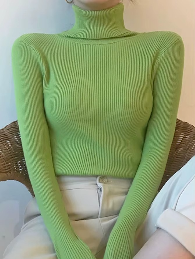 Pull femme basique à col roulé