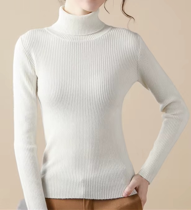 Pull femme basique à col roulé
