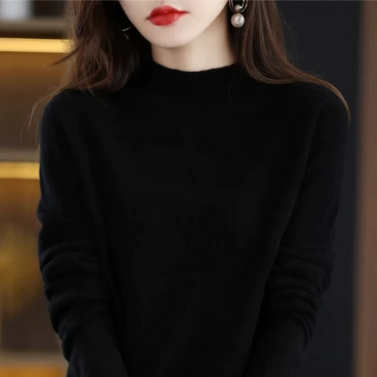 Pull femme basique à col roulé