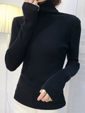 Pull femme basique à col roulé