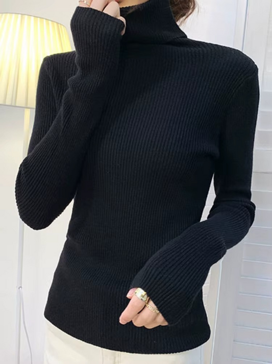 Pull femme basique à col roulé