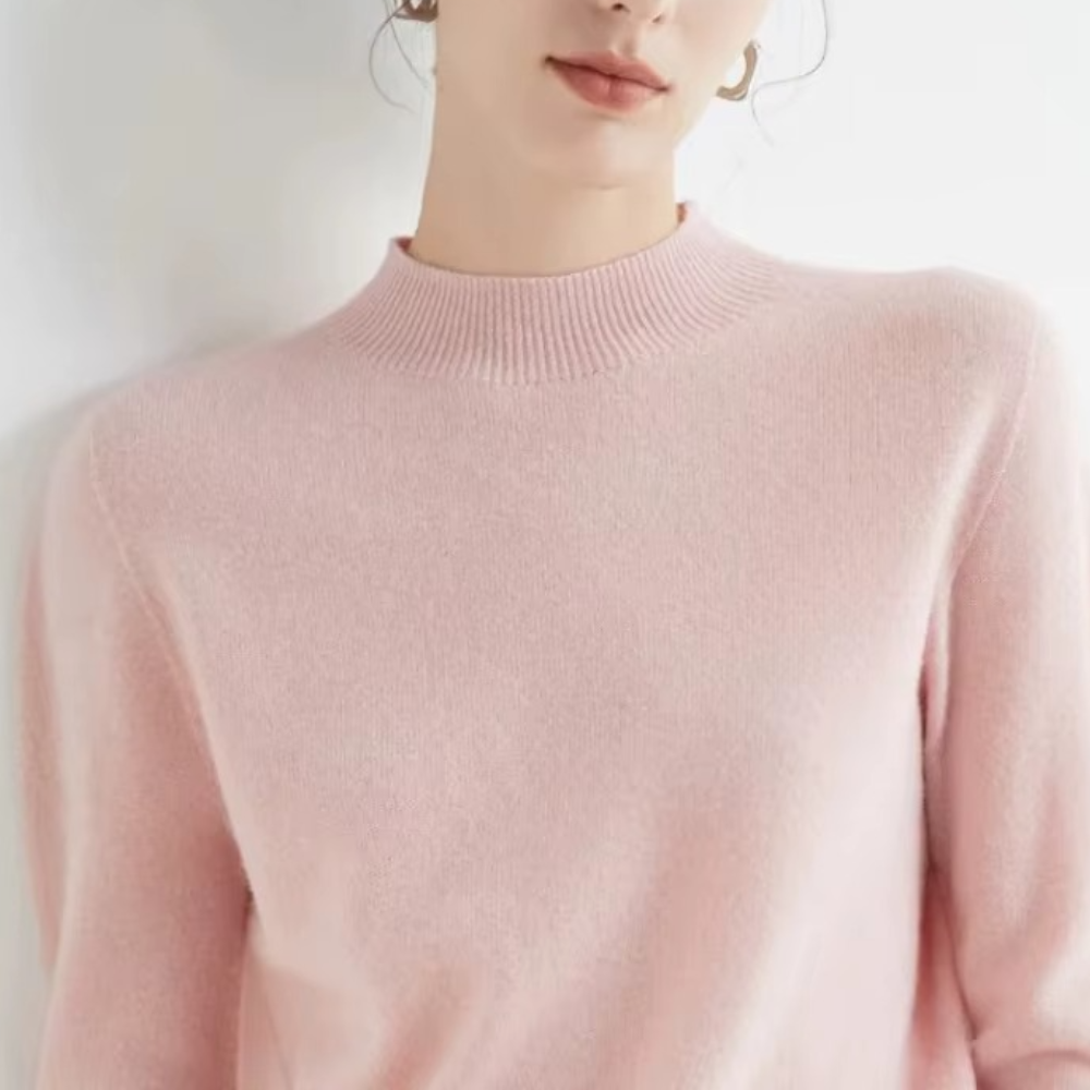 Pull femme basique à col roulé