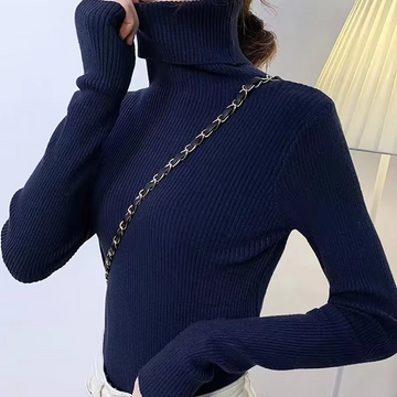 Pull femme basique à col roulé
