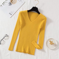 Pull femme basique à col en V