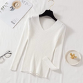 Pull femme basique à col en V