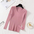 Pull femme basique à col en V
