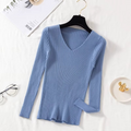 Pull femme basique à col en V