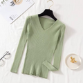 Pull femme basique à col en V