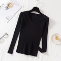 Pull femme basique à col en V