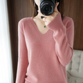 Pull femme doux et chaud à col en V - élégance hivernale