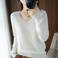 Pull femme doux et chaud à col en V - élégance hivernale