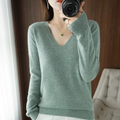 Pull femme doux et chaud à col en V - élégance hivernale