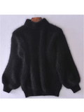Pull femme doublé en peluche à col roulé