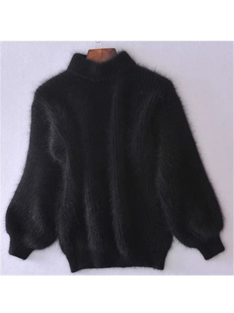 Pull femme doublé en peluche à col roulé