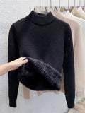 Pull femme doublé en peluche pour l’hiver