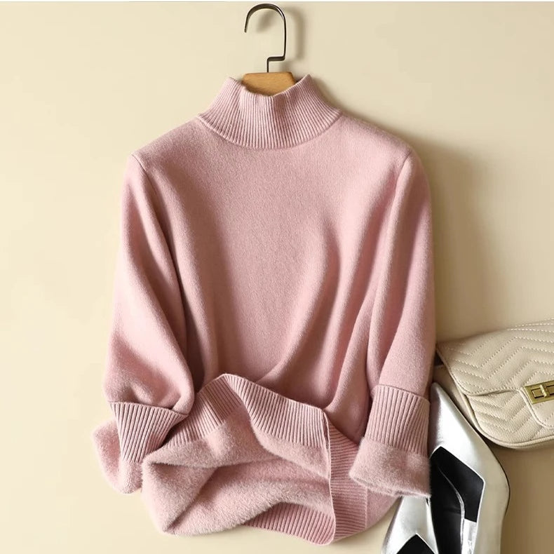 Pull femme doublé en peluche pour l’hiver