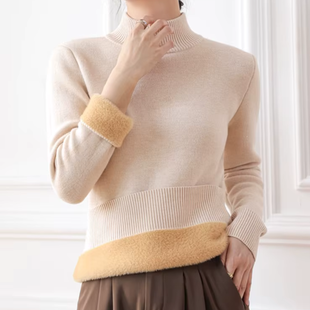 Pull femme doublé en peluche pour l’hiver