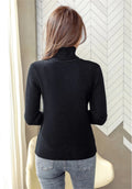 Pull femme à col roulé doublé en velours