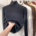 Pull femme à col roulé doublé en velours