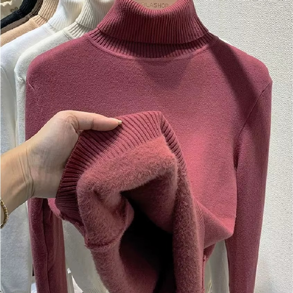 Pull femme d’hiver doublé en velours