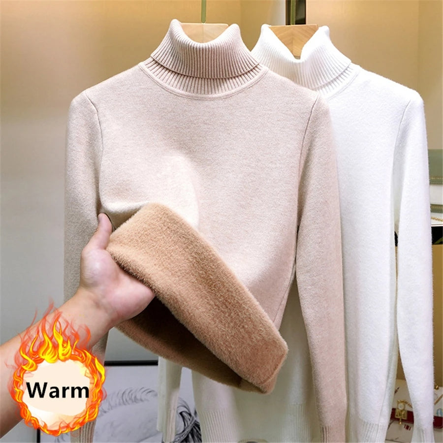 Pull femme d’hiver doublé en velours