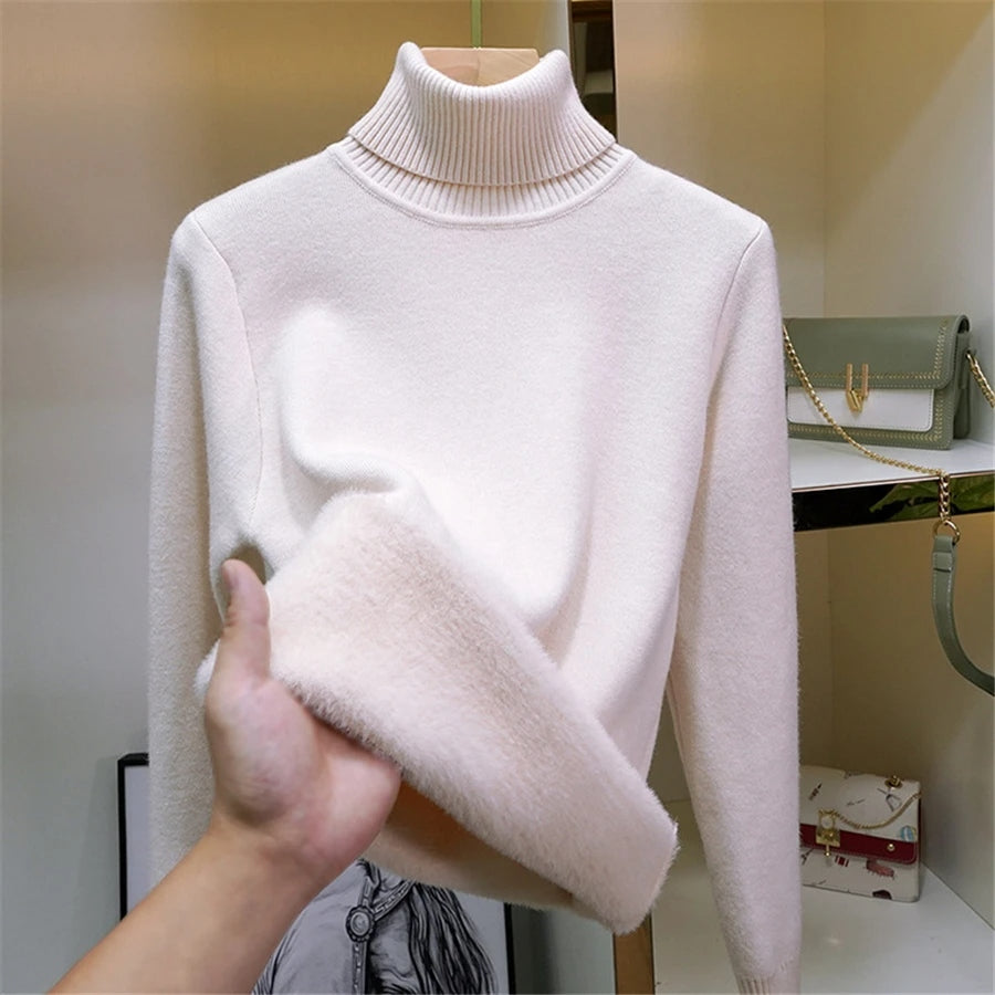 Pull femme d’hiver doublé en velours