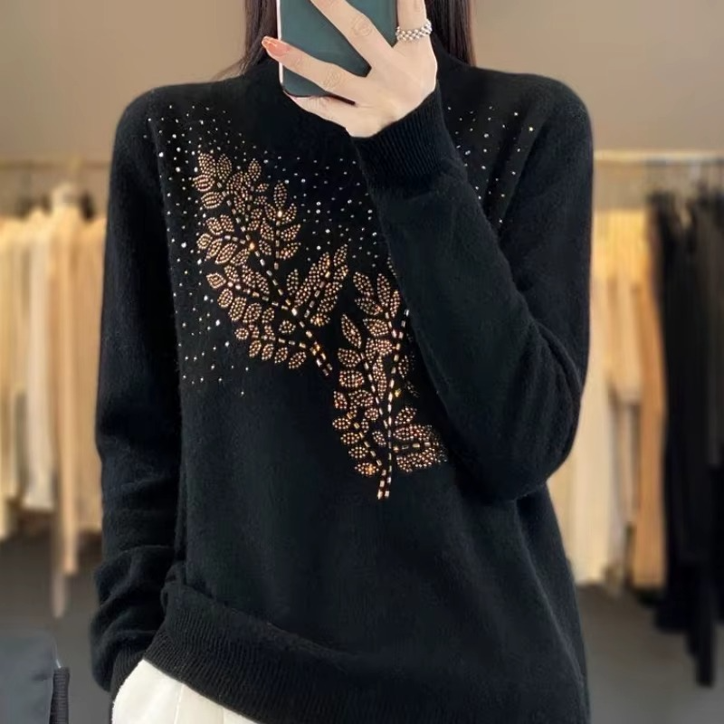 Pull femme en cachemire basique imprimé